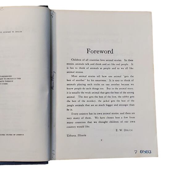 Animal Stories in Basic Vocabulary 1952 Edward Dolch HC Illustrated Animalcore - Picture 10 of 16